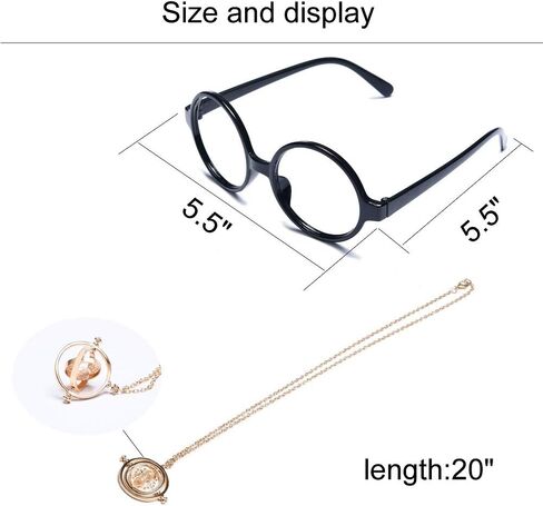 Cosplay Costume Props Accessories Gifts for Harry Birthday Party Magic Wand Eyeglass Frame Knit Scarf Necklace Set-A Plus in Kuwait