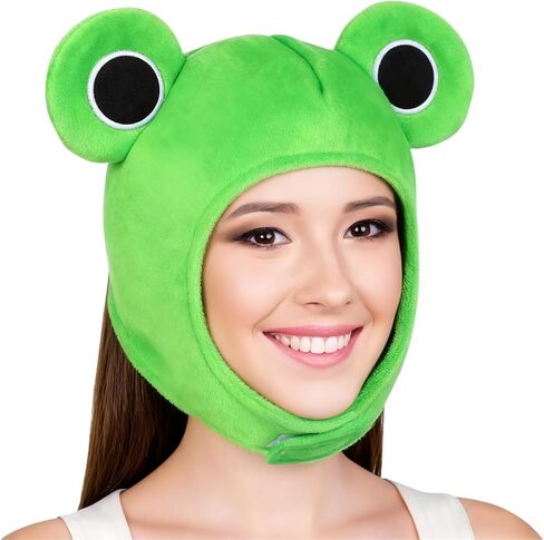 Gadpiparty Frog Costume Adult, Plush Frog Hat, with Ears, Novelty Head Costume for Party, Cosplay, Dress Up in Saudi Arabia