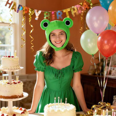 Gadpiparty Frog Costume Adult, Plush Frog Hat, with Ears, Novelty Head Costume for Party, Cosplay, Dress Up in Saudi Arabia