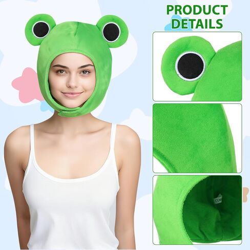 Gadpiparty Frog Costume Adult, Plush Frog Hat, with Ears, Novelty Head Costume for Party, Cosplay, Dress Up in Saudi Arabia