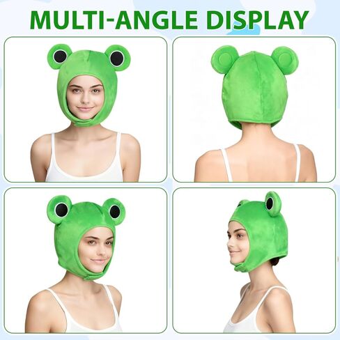 Gadpiparty Frog Costume Adult, Plush Frog Hat, with Ears, Novelty Head Costume for Party, Cosplay, Dress Up in Saudi Arabia