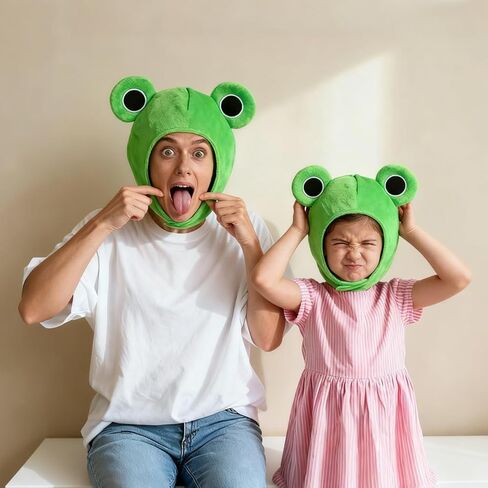 Gadpiparty Frog Costume Adult, Plush Frog Hat, with Ears, Novelty Head Costume for Party, Cosplay, Dress Up in Saudi Arabia