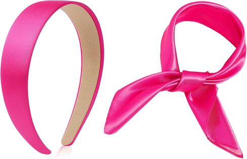 Jutom 2 Pcs 70s 60s Hippie Disco Costume Accessories for Women Boho Groovy Party Costume Set Headband Dangle Silk Scarf in Saudi Arabia