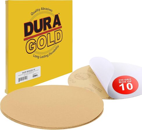 Dura-Gold Premium 8" Gold PSA Sanding Discs - 40 Grit (Box of 10) - Self Adhesive Stickyback Sandpaper for DA Sander, Finishing Coarse-Cut Abrasive - Sand Automotive Car Paint, Woodworking Wood, Metal in Kuwait