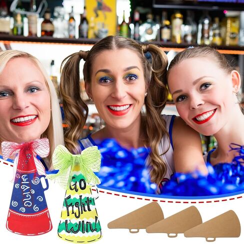 Gerrii 3 Pcs DIY Wooden Megaphone Cutout Craft 12 Inch Cheerleading Unfinished Wood Bullhorn Blank MDF Cheer Megaphone for Sport Cheerleader Team Banquet Activities Art Crafts in Kuwait