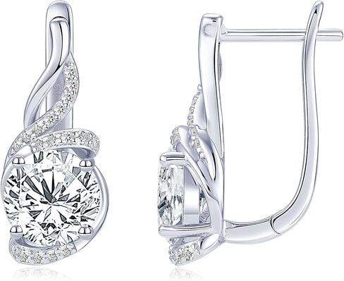 Infinity Moissanite Hoop Earrings, 4.0cttw D Color Round Cut Moissanite 925 Sterling Silver Infinity Earrings for Women Wedding Birthday Jewerly Gifts in Kuwait