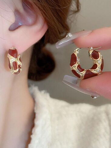 Red Gold Hoop Earrings for Women Small Silver Hoop Earrings Lightweight Everyday Jewelry in Saudi Arabia