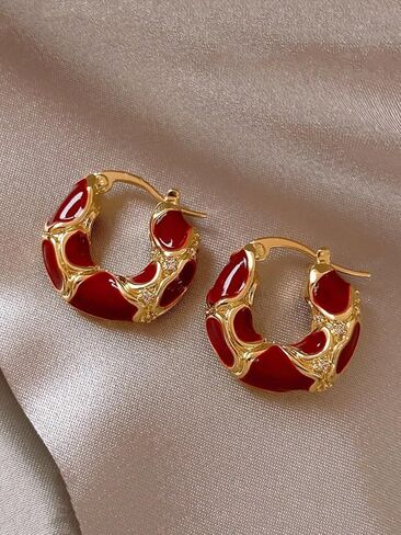 Red Gold Hoop Earrings for Women Small Silver Hoop Earrings Lightweight Everyday Jewelry in Saudi Arabia