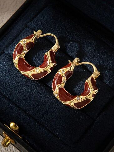 Red Gold Hoop Earrings for Women Small Silver Hoop Earrings Lightweight Everyday Jewelry in Saudi Arabia