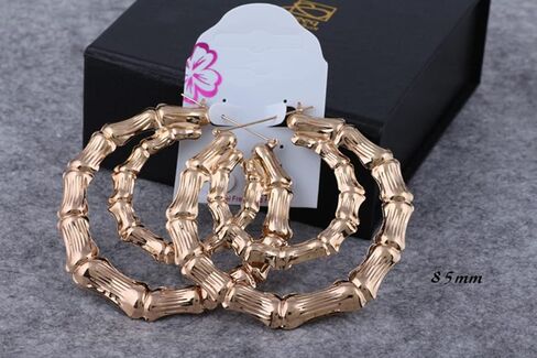 90's Big Bamboo Hoop Earrings for Women Gold Oversized Hoop Earrings Jewelry in Saudi Arabia