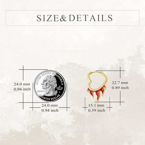 KZX Heart Flame Hoop Earrings for Women S925 Sterling Silver Red Cool Flame Earrings Jewelry Gifts for Mother Wife in Saudi Arabia
