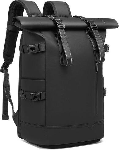 Roll Top Laptop Backpack for Men Women, Expandable Casual Daypack for 15.6 Inch Laptop Water-Resistant Commuter Rucksack Large Capacity Adjustable 26-33L for Work Business College in Saudi Arabia