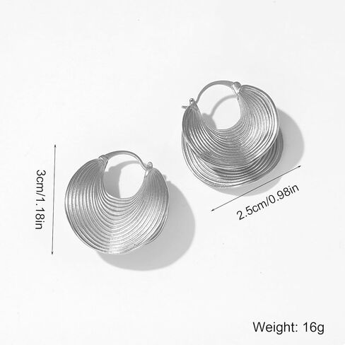 كبيرة مكتنزة أقراط طارة ذهب للنساء Gid الفضة بيان الأطواق أقراط العصرية سميكة شقة Huggie أقراط موضة مجوهرات مكتنزة in Kuwait