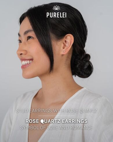 PURELEI® Rose Quartz Earrings (gold) – 18K Gold plated stainless steel jewelry – waterproof earrings for women – 0.17 inch pearl – Fashion jewelry for your individual look in Kuwait