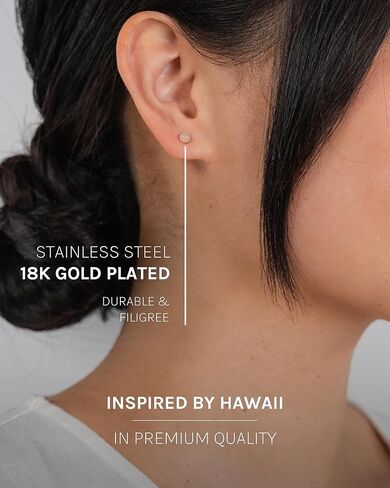 PURELEI® Rose Quartz Earrings (gold) – 18K Gold plated stainless steel jewelry – waterproof earrings for women – 0.17 inch pearl – Fashion jewelry for your individual look in Kuwait