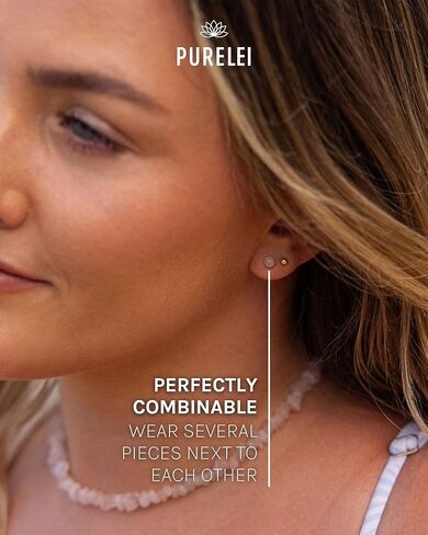 PURELEI® Rose Quartz Earrings (gold) – 18K Gold plated stainless steel jewelry – waterproof earrings for women – 0.17 inch pearl – Fashion jewelry for your individual look in Kuwait