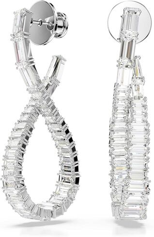 Swarovski Hyperbola Pierced Earrings Hoop L Twist Rhodium Shiny White in Saudi Arabia