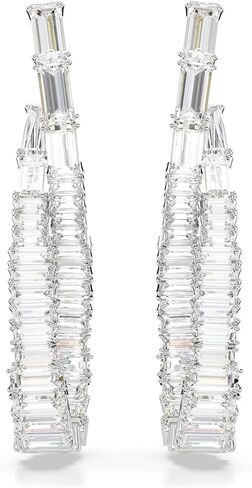 Swarovski Hyperbola Pierced Earrings Hoop L Twist Rhodium Shiny White in Saudi Arabia