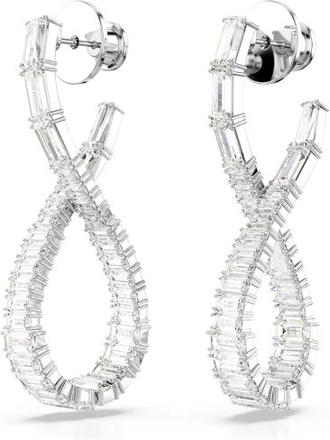 Swarovski Hyperbola Pierced Earrings Hoop L Twist Rhodium Shiny White in Saudi Arabia