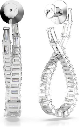 Swarovski Hyperbola Pierced Earrings Hoop L Twist Rhodium Shiny White in Saudi Arabia