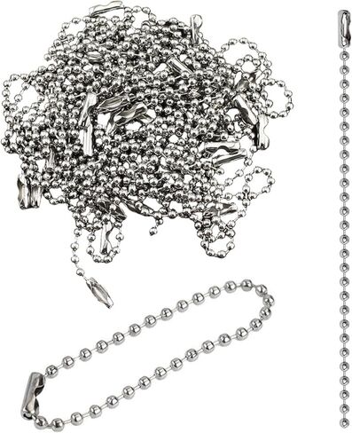 100PCS 4.72 Inch Silver Metal Ball Bead Chain with Connector Handmade DIY Pendant for Hanging Keychains Dog Tag Decoration Nail Files Label in Saudi Arabia