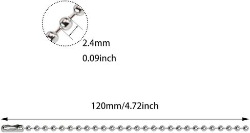 100PCS 4.72 Inch Silver Metal Ball Bead Chain with Connector Handmade DIY Pendant for Hanging Keychains Dog Tag Decoration Nail Files Label in Saudi Arabia