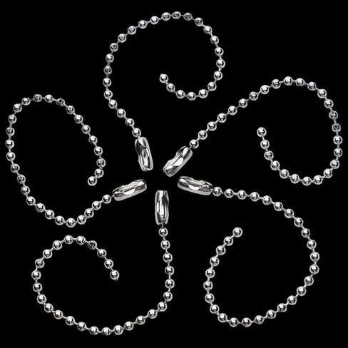 100PCS 4.72 Inch Silver Metal Ball Bead Chain with Connector Handmade DIY Pendant for Hanging Keychains Dog Tag Decoration Nail Files Label in Saudi Arabia
