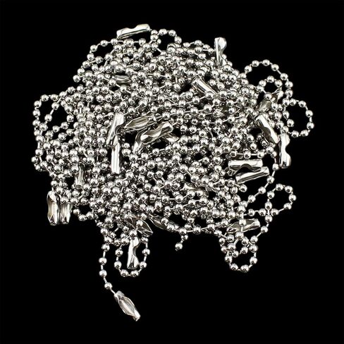 100PCS 4.72 Inch Silver Metal Ball Bead Chain with Connector Handmade DIY Pendant for Hanging Keychains Dog Tag Decoration Nail Files Label in Saudi Arabia