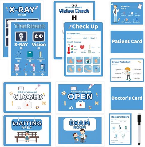 8 PCS Pretend School Teacher Set Teacher Role Play Stuff Kids Pretend School Play Pretend School Kit Pretend School Supplies Double-Sided with Alphabet Number Card&Pen Educational School Supplies in Kuwait