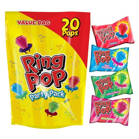Ring Pop Individually Wrapped Bulk Lollipop Variety Party Pack – 50 Count Suckers w/ Assorted Fruity Flavors - Fun Bulk Candy for Kids - Hard Candy for Party Favors, Birthdays & Goodie Bags in Saudi Arabia