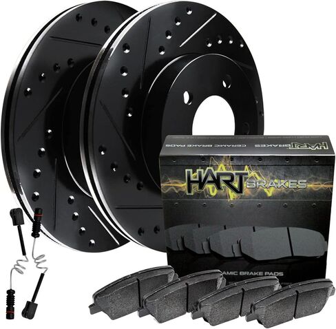 Hart Brakes Rear Brakes and Rotors Kit |Rear Brake Pads| Brake Rotors and Pads| Ceramic Brake Pads and Rotors |fits 2000-2005 Mercedes-Benz ML430, ML500, ML55 AMG in Kuwait
