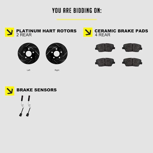 Hart Brakes Rear Brakes and Rotors Kit |Rear Brake Pads| Brake Rotors and Pads| Ceramic Brake Pads and Rotors |fits 2000-2005 Mercedes-Benz ML430, ML500, ML55 AMG in Kuwait