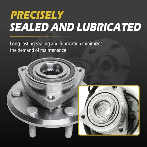 w/ABS 13.02" (331mm) Rear for Chevrolet Traverse Brake Kit and Wheel Hub Bearings, for Buick Enclave, GMC Acadia Limited, Saturn Outlook Vented Brakes Rotors and Ceramic Pads Replacement in Kuwait