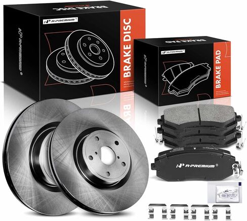 A-Premium 12.83 inch (326mm) Front Drilled and Slotted Disc Brake Rotors + Ceramic Pads Kit Compatible with Select Subaru Models - Impreza 2012-2014, WRX STI 2013-2017, 6-PC Set in Saudi Arabia