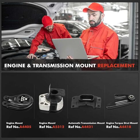 حامل محرك المحرك A-Premium وحامل ناقل الحركة ومجموعة تثبيت دعامة عزم الدوران متوافقة مع Mazda 3 2010 2.0L، مجموعة 4 قطع، استبدال # 5S4Z6038BB، 5S4Z6038CA in Saudi Arabia