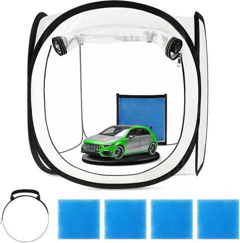 Pop Up Paint Booth 17x17x17 Inch Portable Airbrush Spray Tent with Mesh Door and Mesh Window for Models, Furniture, Auto Parts and Other Items Painting Works in Kuwait