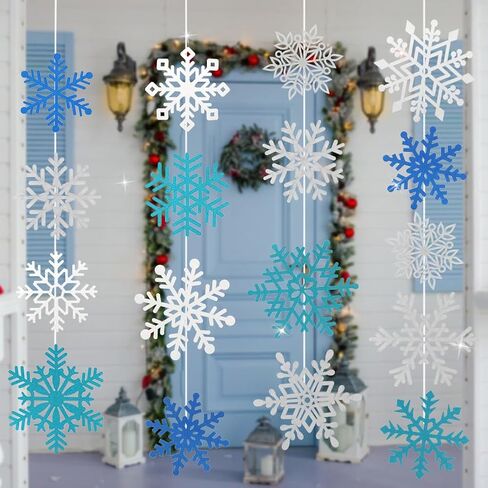 50 Pieces Snowflake Cutouts Decorations, 3D Snowflake Ornaments, Winter Christmas Snowflakes Paper Cutouts Hanging Snowflakes Decorations for Christmas Tree Xmas New Year Party(Color:50 pcs) in Kuwait