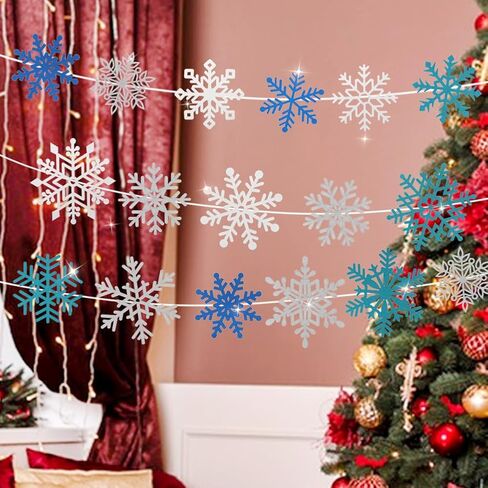 50 Pieces Snowflake Cutouts Decorations, 3D Snowflake Ornaments, Winter Christmas Snowflakes Paper Cutouts Hanging Snowflakes Decorations for Christmas Tree Xmas New Year Party(Color:50 pcs) in Kuwait