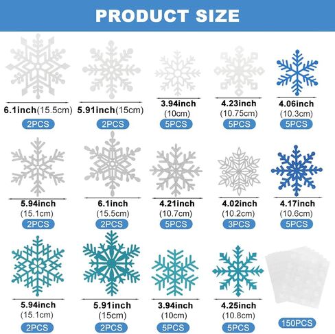 50 Pieces Snowflake Cutouts Decorations, 3D Snowflake Ornaments, Winter Christmas Snowflakes Paper Cutouts Hanging Snowflakes Decorations for Christmas Tree Xmas New Year Party(Color:50 pcs) in Kuwait