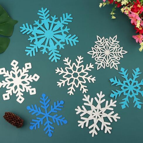 50 Pieces Snowflake Cutouts Decorations, 3D Snowflake Ornaments, Winter Christmas Snowflakes Paper Cutouts Hanging Snowflakes Decorations for Christmas Tree Xmas New Year Party(Color:50 pcs) in Kuwait