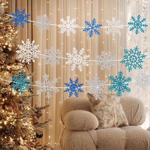 50 Pieces Snowflake Cutouts Decorations, 3D Snowflake Ornaments, Winter Christmas Snowflakes Paper Cutouts Hanging Snowflakes Decorations for Christmas Tree Xmas New Year Party(Color:50 pcs) in Saudi Arabia