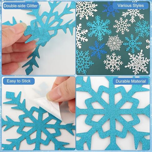 50 Pieces Snowflake Cutouts Decorations, 3D Snowflake Ornaments, Winter Christmas Snowflakes Paper Cutouts Hanging Snowflakes Decorations for Christmas Tree Xmas New Year Party(Color:50 pcs) in Saudi Arabia