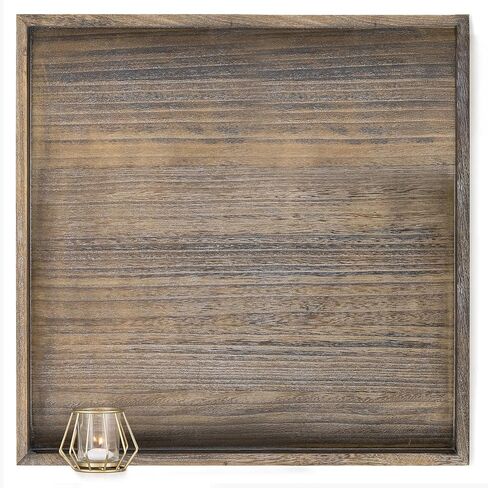 Hanobe Ottoman Tray for Home Decor: 22" Wooden Decorative Trays with Handles for Living Room Rustic Farmhouse Coffee Table Centerpiece Topper Brown in Kuwait