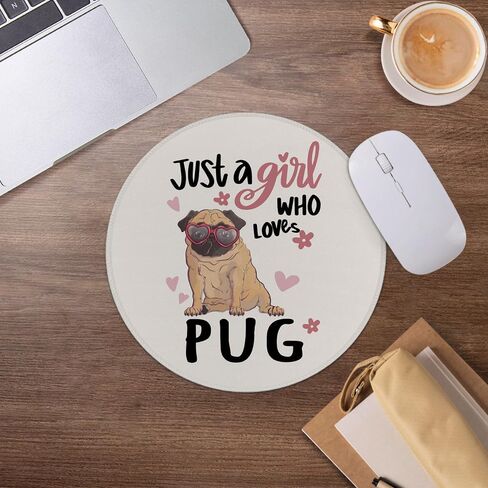 Cute Pug Mouse Pad,Dog Lover Mousepad for Desk Home Office Dorm Computers Laptop Accessories,7.9x7.9 Inch,Just a Girl Who Loves Pug in Saudi Arabia