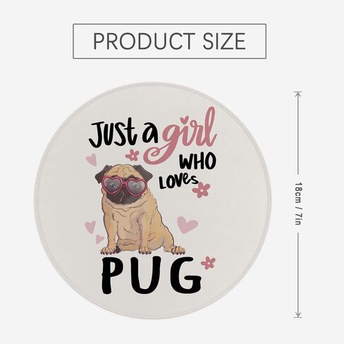 Cute Pug Mouse Pad,Dog Lover Mousepad for Desk Home Office Dorm Computers Laptop Accessories,7.9x7.9 Inch,Just a Girl Who Loves Pug in Saudi Arabia