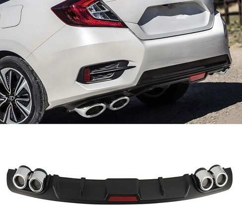 Universal Car Rear Bumper Lip Diffuser 4 Holes Exhaust Pipe Black 50inch Rear Bumper Lip Spoiler in Kuwait