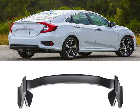 YOUNGERCAR Trunk Rear Spoiler Wing Fit for 2016-2021 10th Honda Civic Sedan FK7 4DR Type-R Style ABS Unpainted Matte Black Rear Trunk Splitter Wing Spoiler in Kuwait