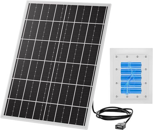 15W 5V Solar Panel for Outdoor Security Camera with 20Ah LiFePO4 Battery - Monocrystalline Solar Panel Kit, MPPT Control Board & USB Output Solar Charger for WiFi Camera, Light, Router in Kuwait