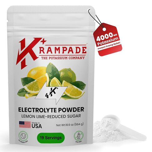 Electrolytes Powder Potassium Supplement - 4000 mg K+, 4X More Than Coconut Water | Instant Cramp Relief | Hydration Powder in Saudi Arabia