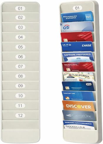 Badge Rack Wall Mount 24 Pockets, Japard Card Holder to Keep Swipe Cards, Room Cars VIP Cards, ID Card Rack with Number Labels Lightweight Durable Plastic, Gray (Plastic, 24 Slots) in Kuwait